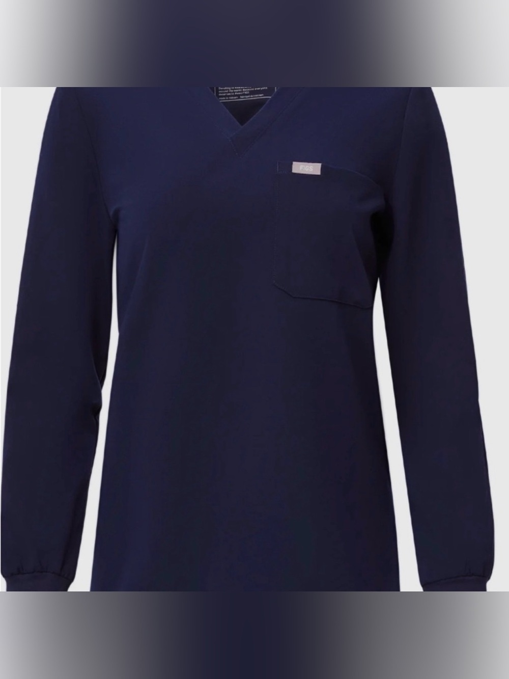 Figs Catarina Long Sleeve Scrub top Navy XS
